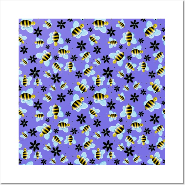 Bumblebees on purple Wall Art by Thepackingllamas 